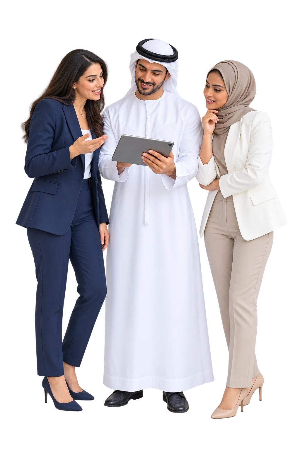 Three real-estate agents discussing a listing together